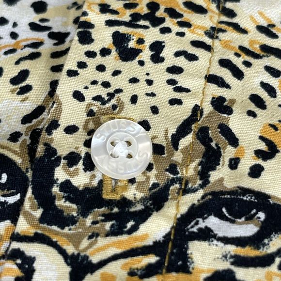 Stussy Shirt Men Small Short Sleeve Button Leopard Animal Print - Picture 9 of 16